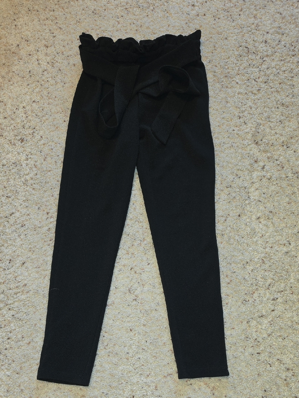 SHEIN Black Paperbag Waist Tie Skinny Pants